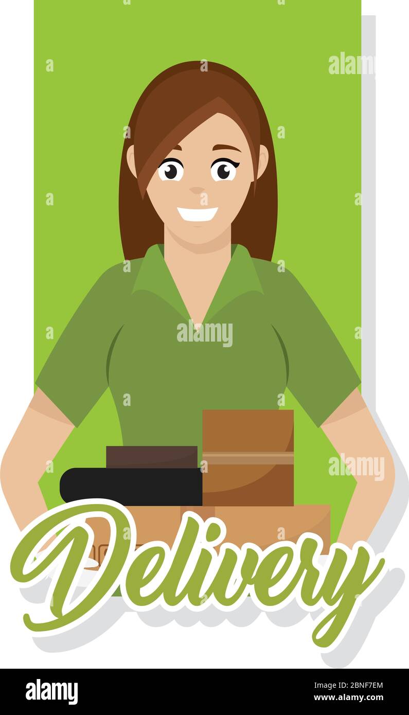 Delivery woman with a package Stock Vector