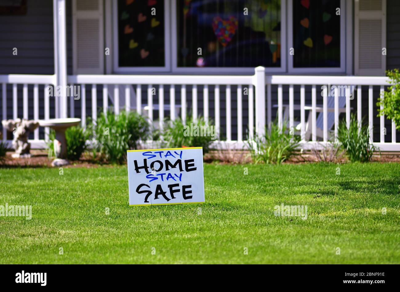 Winfield, Illinois, USA. One homeowner's opinion is represented on a sign placed in the front yard. Stock Photo
