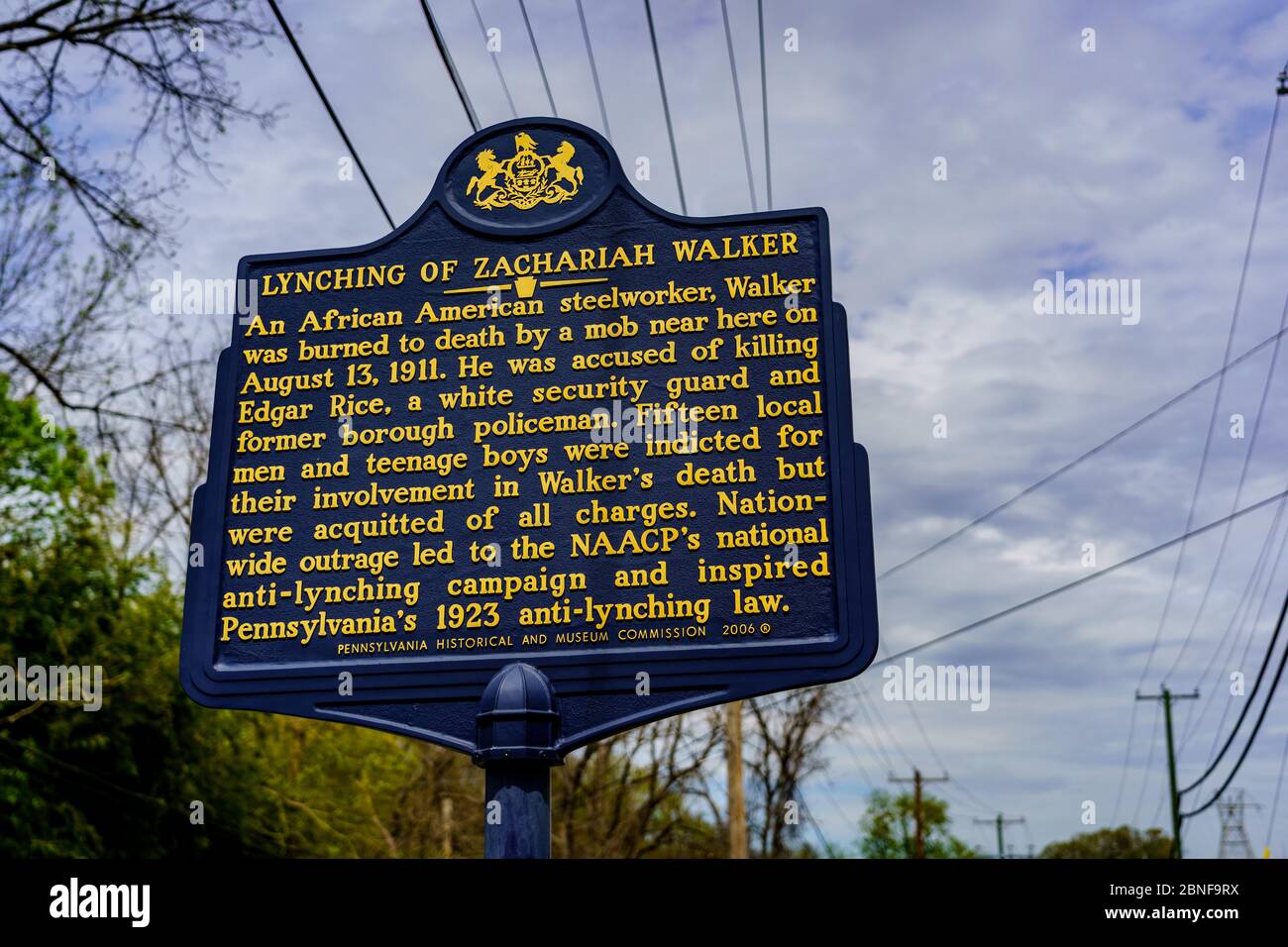 Coatesville, PA / USA May 3, 2020 A Pennsylvania historic marker