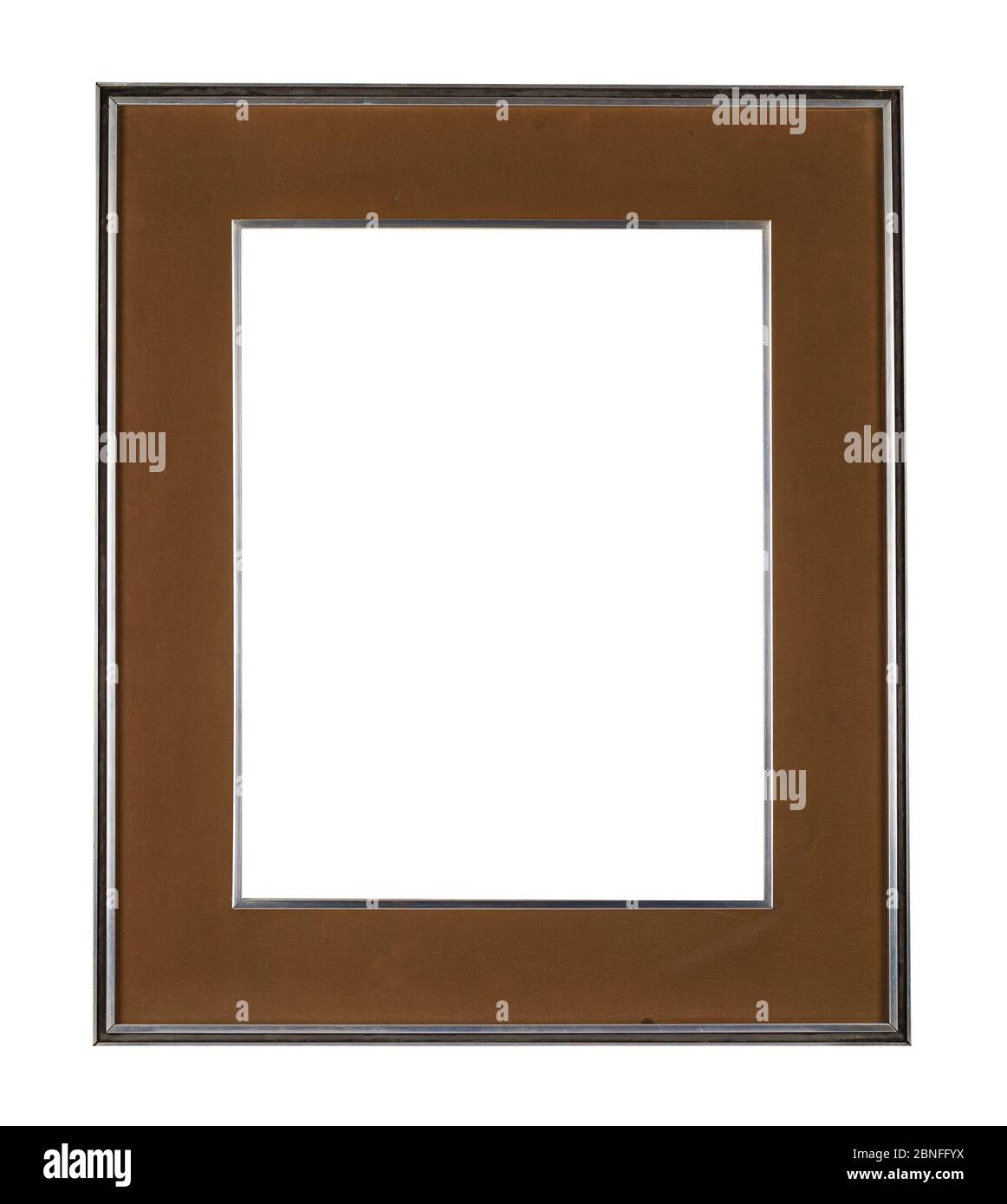 Brown modern frame for a photo on white background Stock Photo