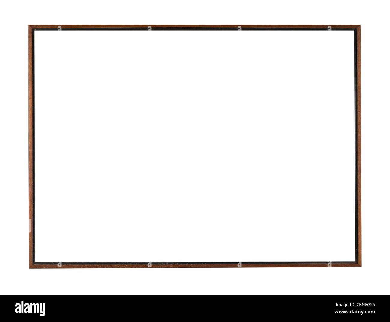 Thin wooden vintage frame for a photo on white background Stock Photo