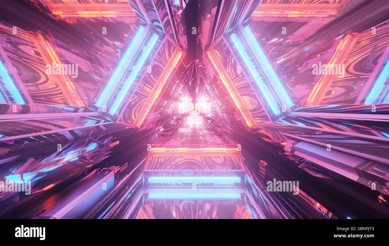 Cosmic background with colorful neon laser lights in geometric shapes ...