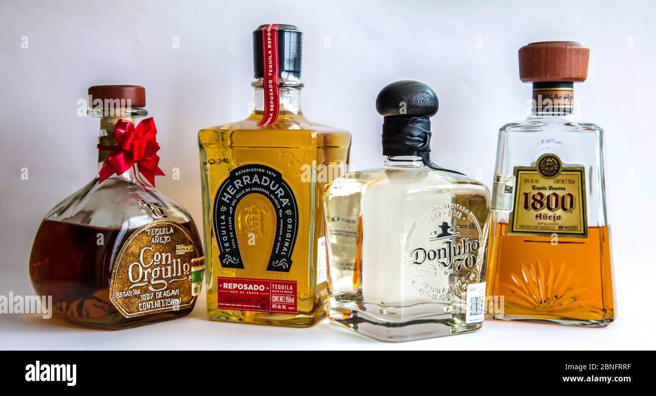 Tequila bottles Stock Photo