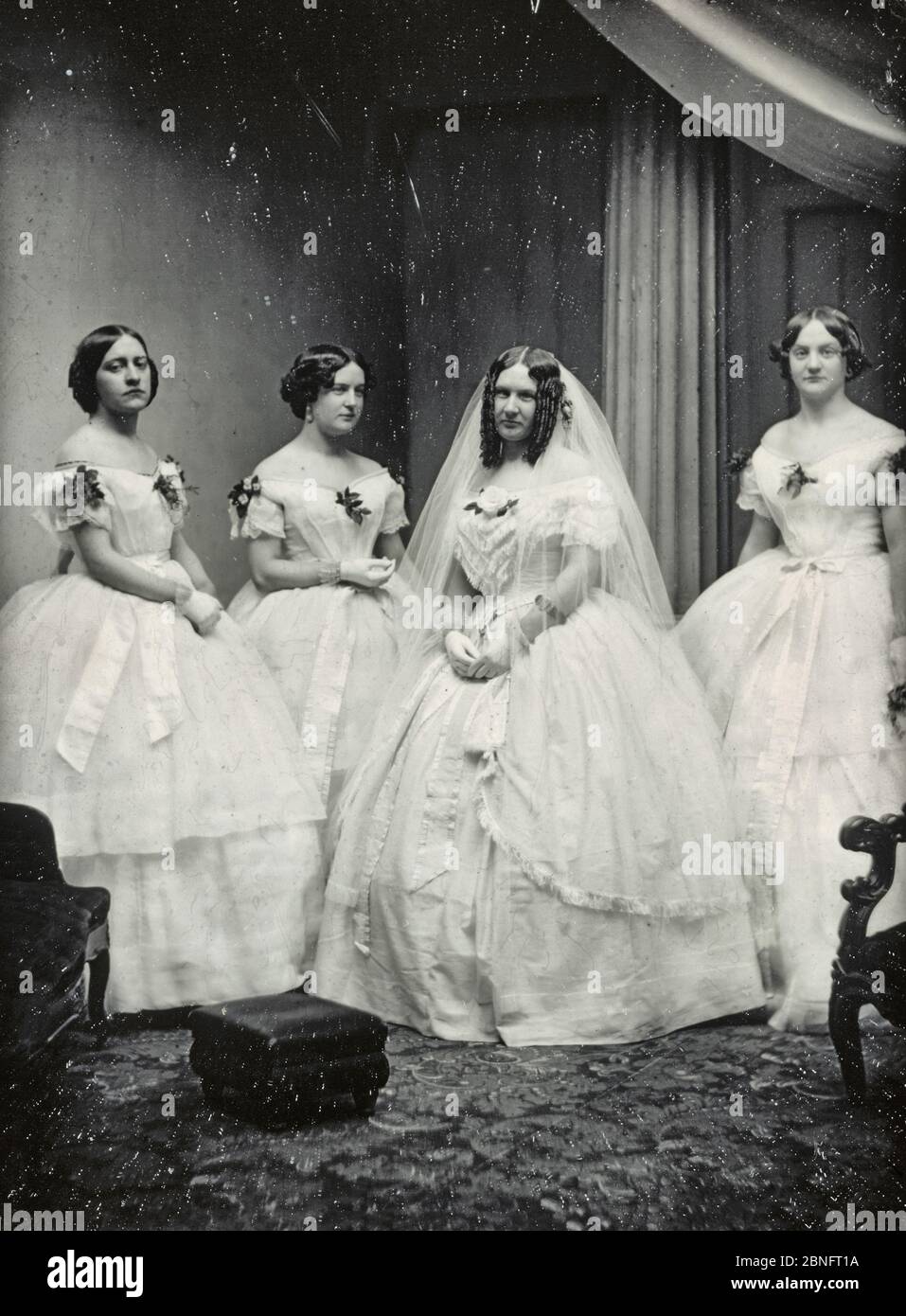 A Bride and Her Bridesmaids by Josiah Johnson Hawes and Albert Sands Southworth, 1851 or later Stock Photo