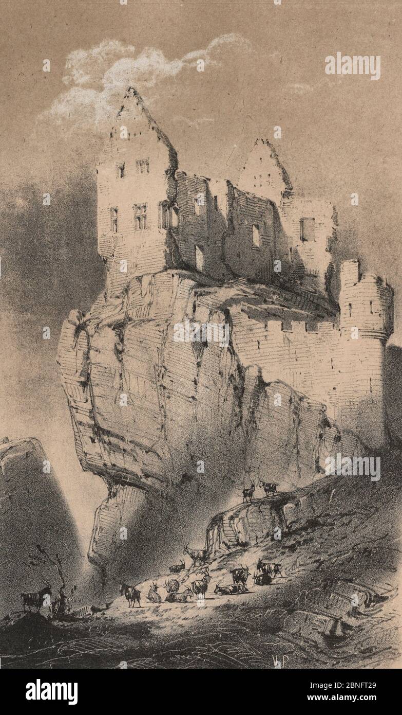 Chateau De Crussol, Victor Petit, circa 1860 Stock Photo