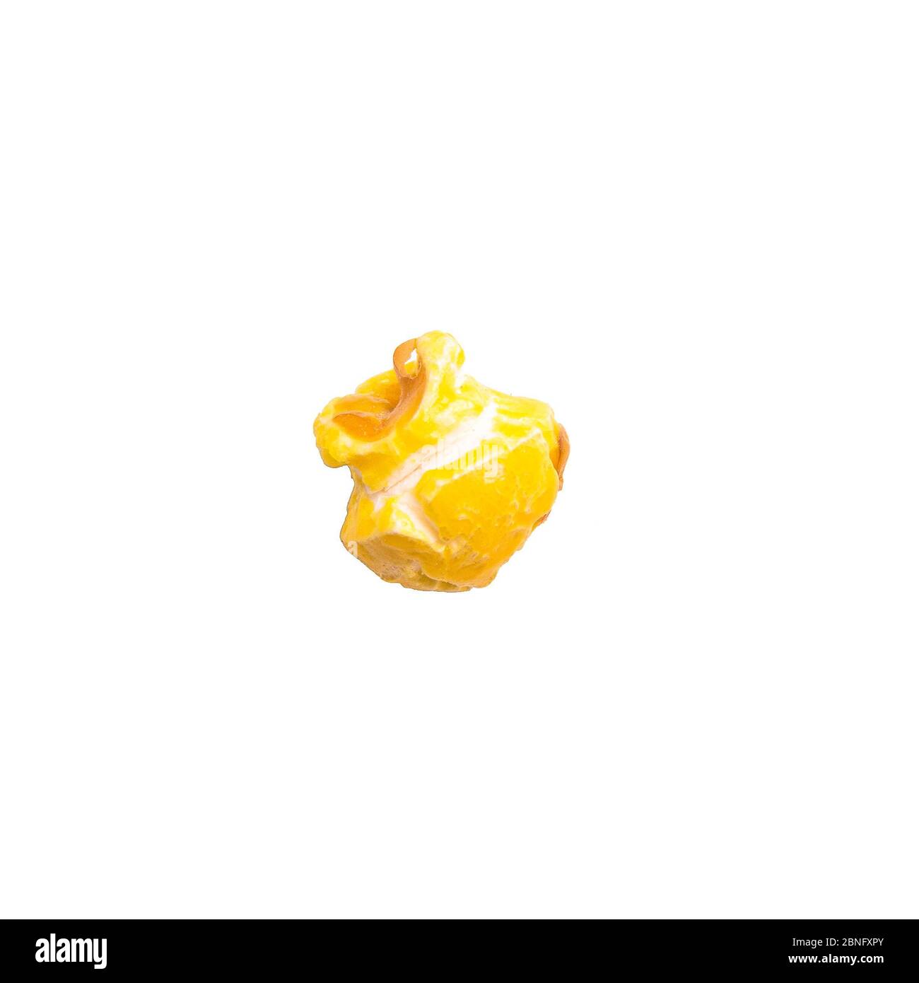 yellow popcorn close-up on white background Stock Photo