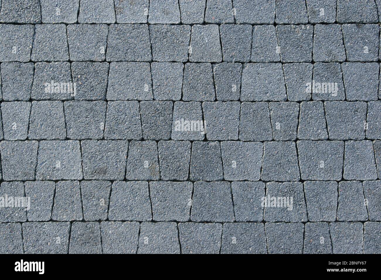 paved track of gray trapezoidal brick Stock Photo