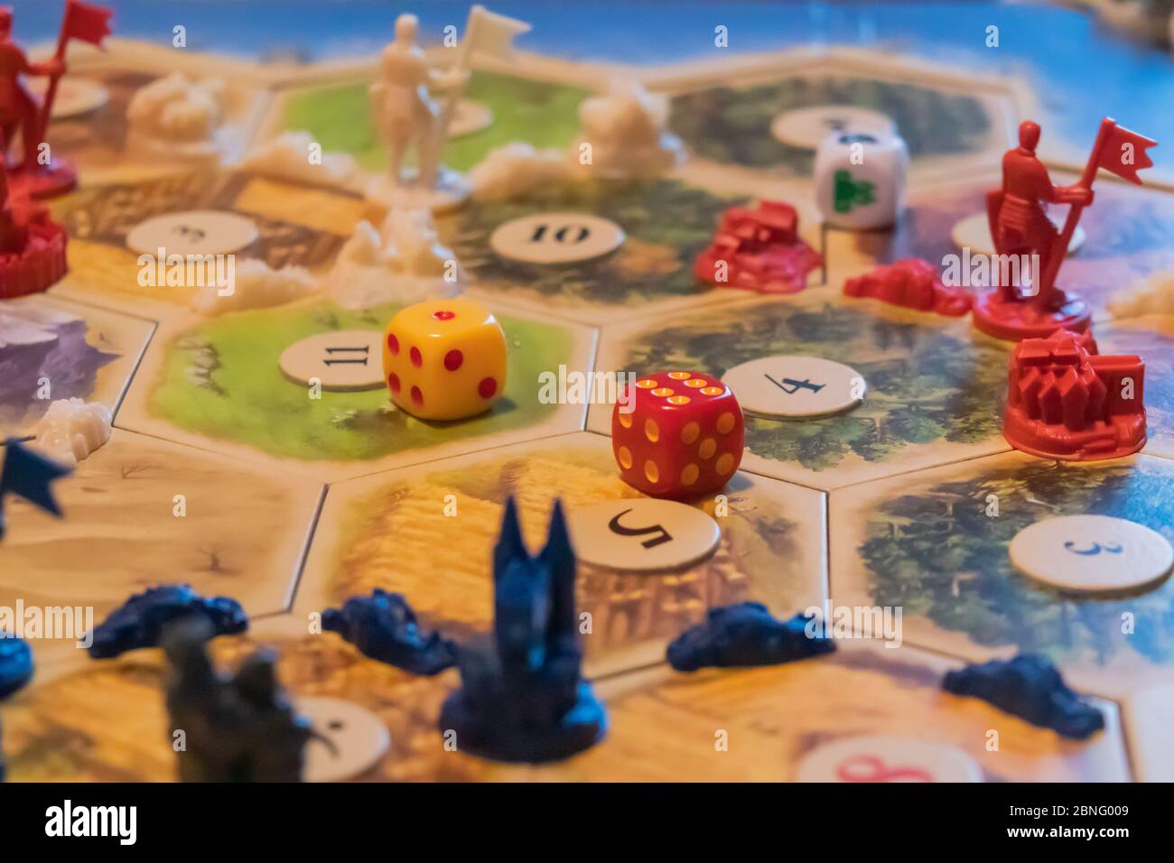 Closeup of a German board game called Settlers of Catan Stock Photo Alamy