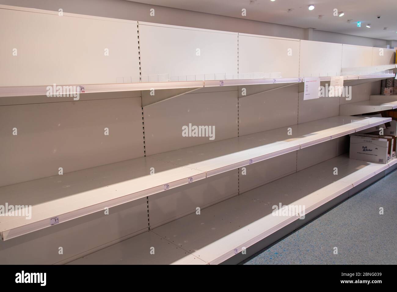 Empty shelves in a German grocery store during Covid19 in Frankfurt