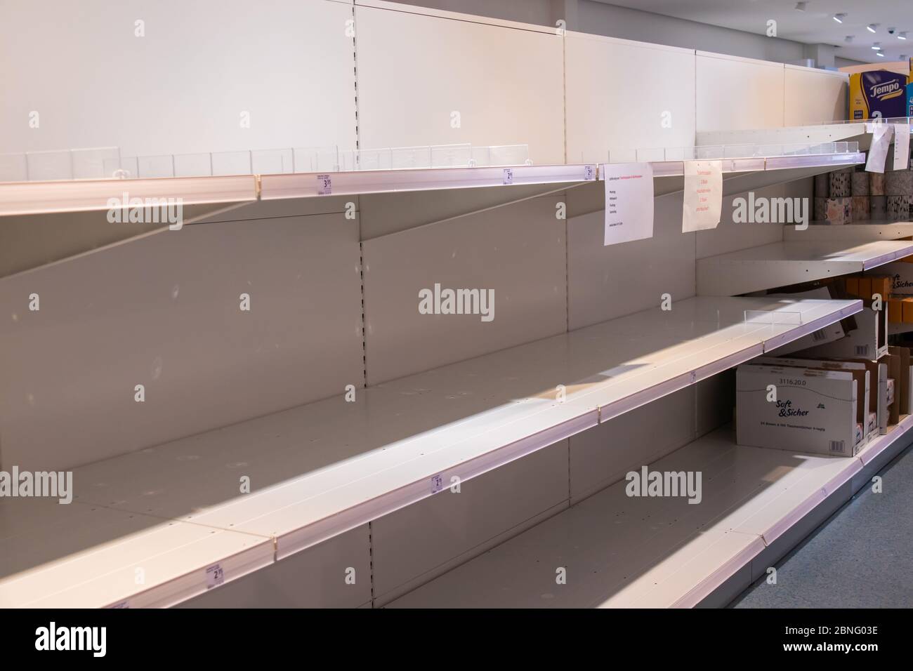 German supermarket empty shelves hires stock photography and images