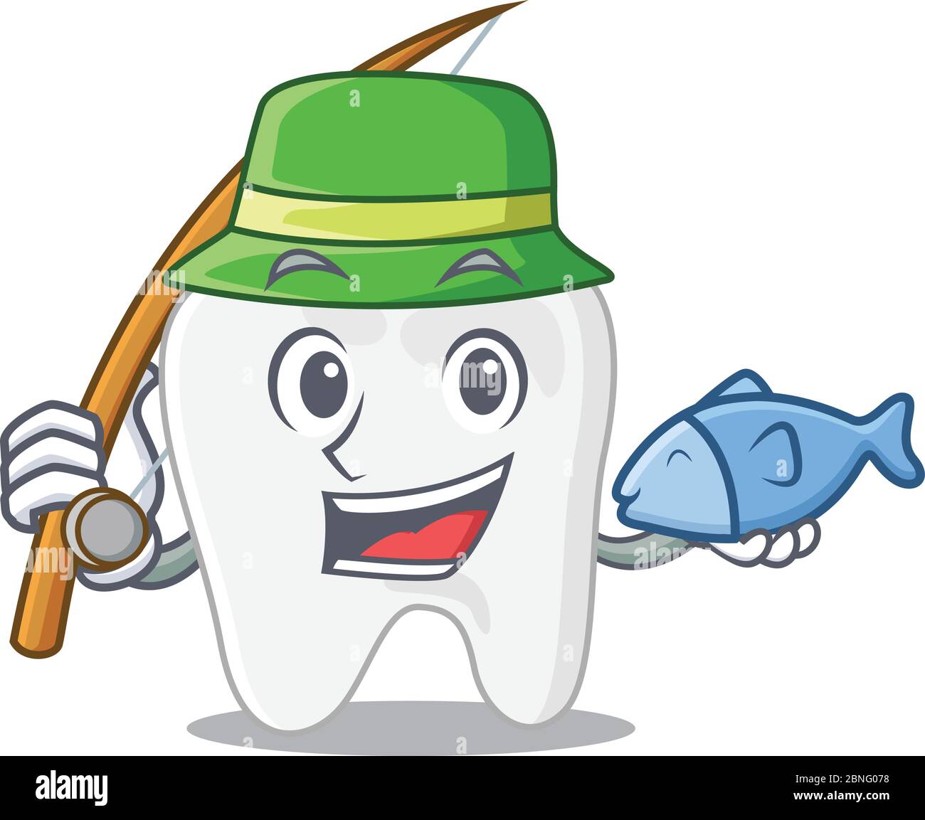 Cartoon design style of tooth goes to fishing Stock Vector Image & Art -  Alamy