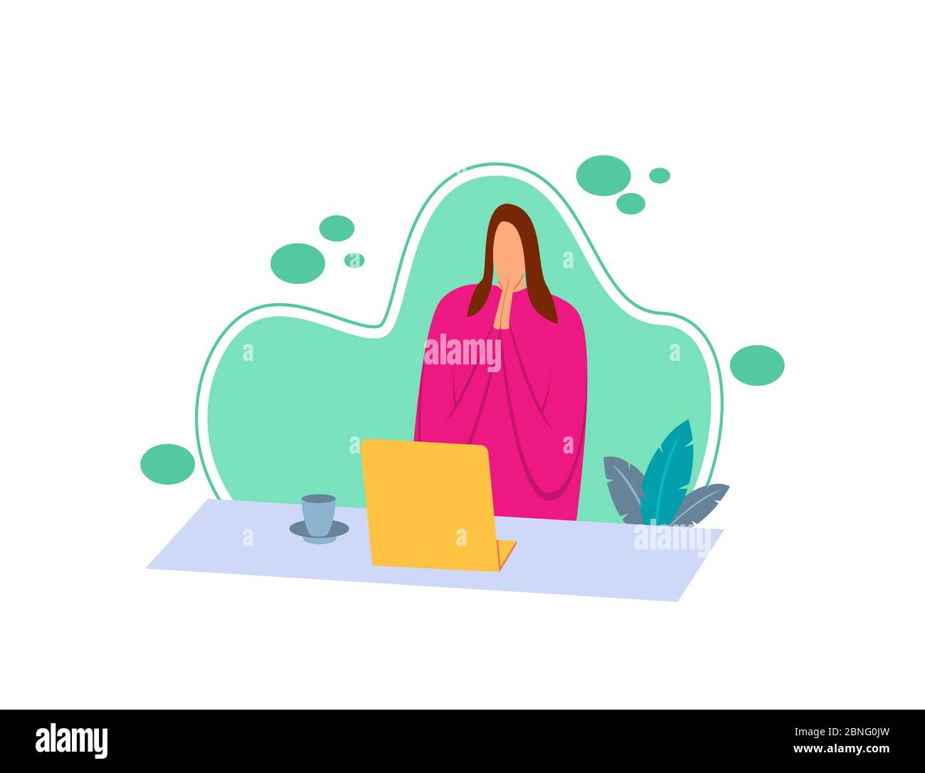 Flat illustration of a girl sitting reading the latest news using a netbook. Flat style cartoon character with the concept of people reading the news Stock Vector