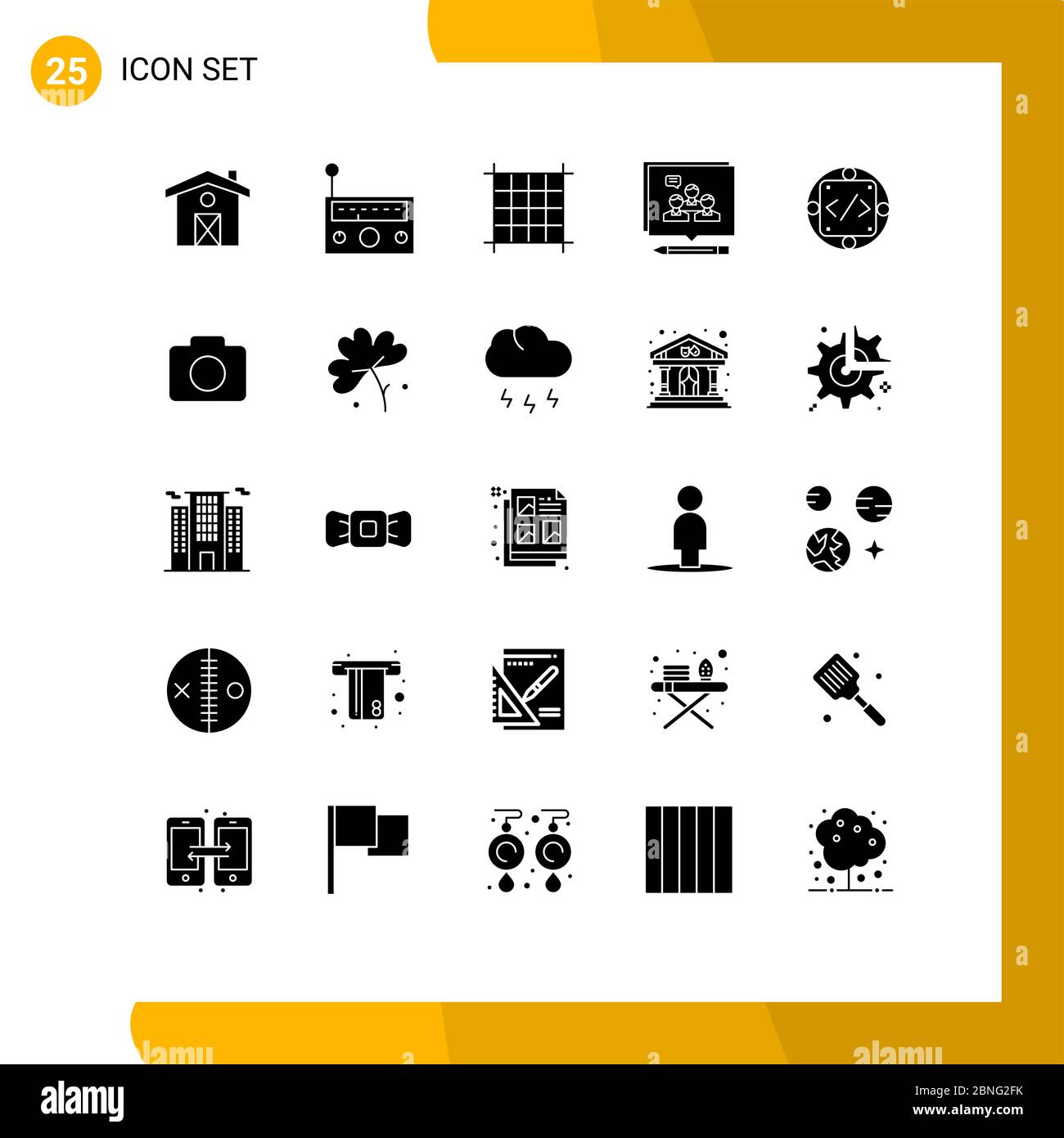 Solid Glyph Pack of 25 Universal Symbols of custom, debate, layout, convince, argument Editable Vector Design Elements Stock Vector