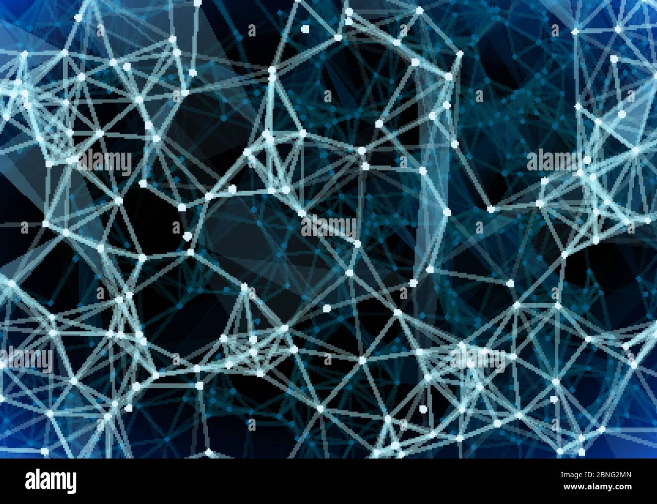 Blue triangular grid in futuristic technology style on dark background Stock Vector