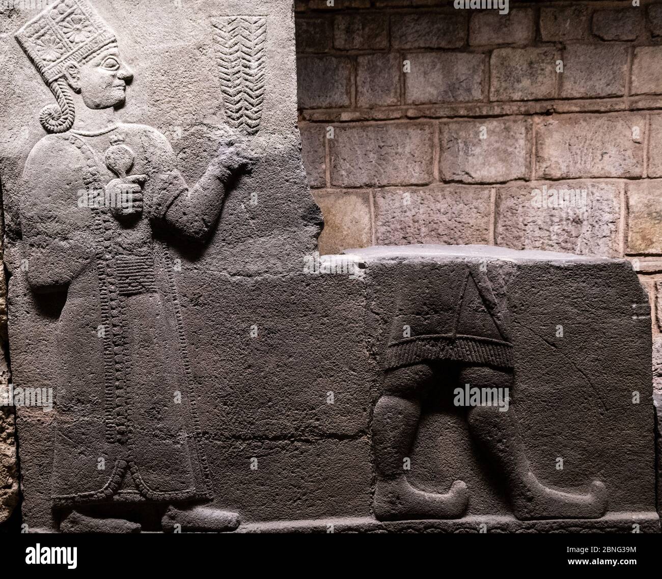 Closeup of ancient wall carvings displayed at the Museum of Anatolian Civilizations Ankara, Turkey Stock Photo