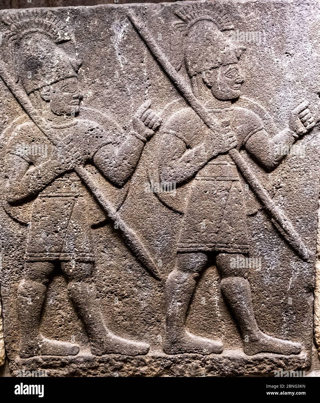 Closeup of ancient wall carvings displayed at the Museum of Anatolian Civilizations Ankara, Turkey Stock Photo