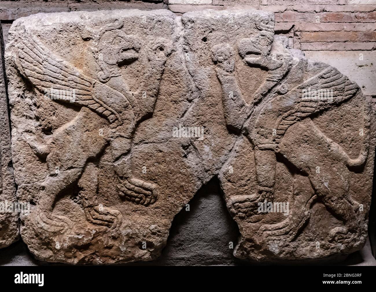 Closeup of ancient wall carvings displayed at the Museum of Anatolian Civilizations Ankara Turkey Stock Photo