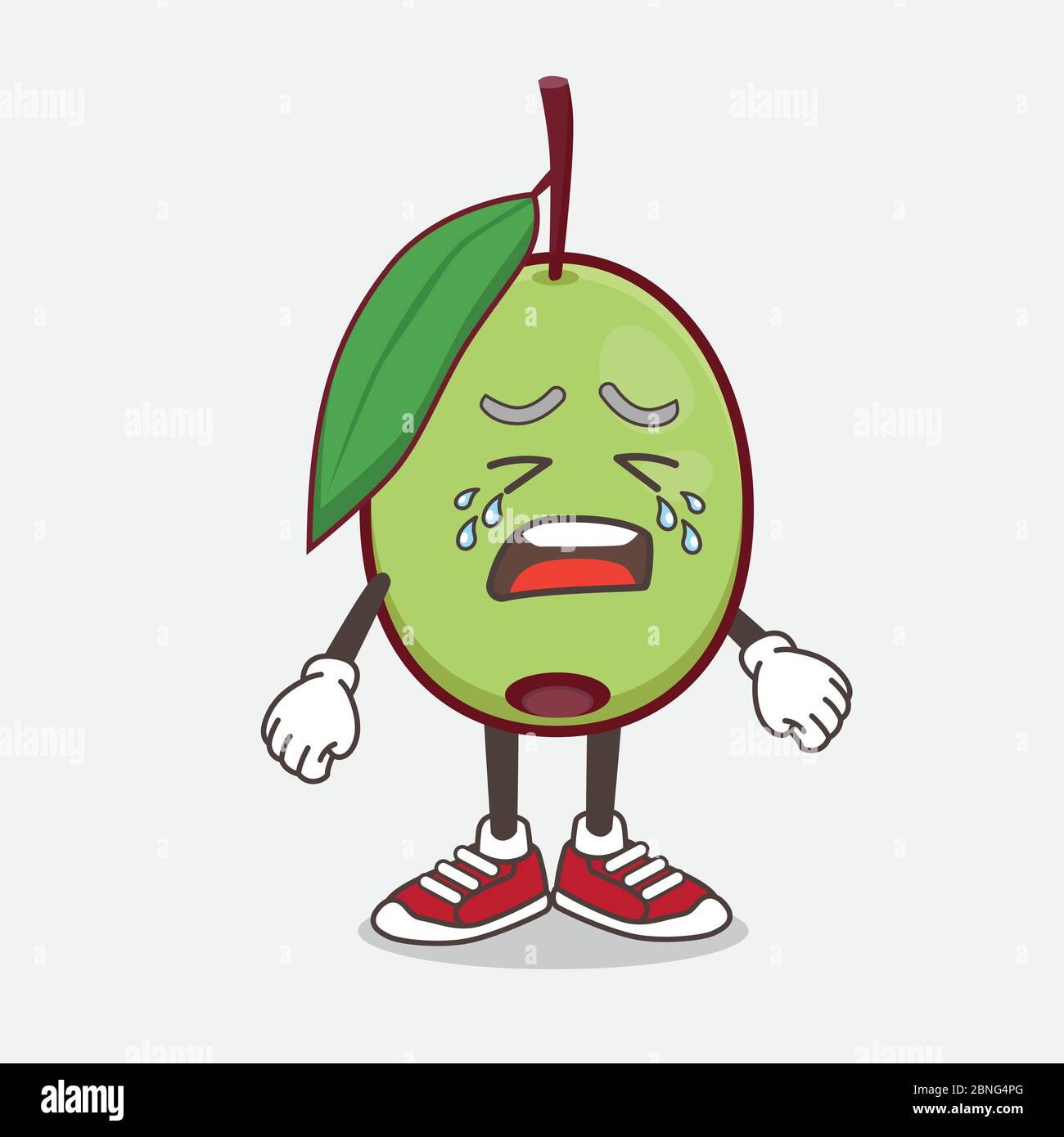 An illustration of Olive Fruit cartoon mascot character with crying ...