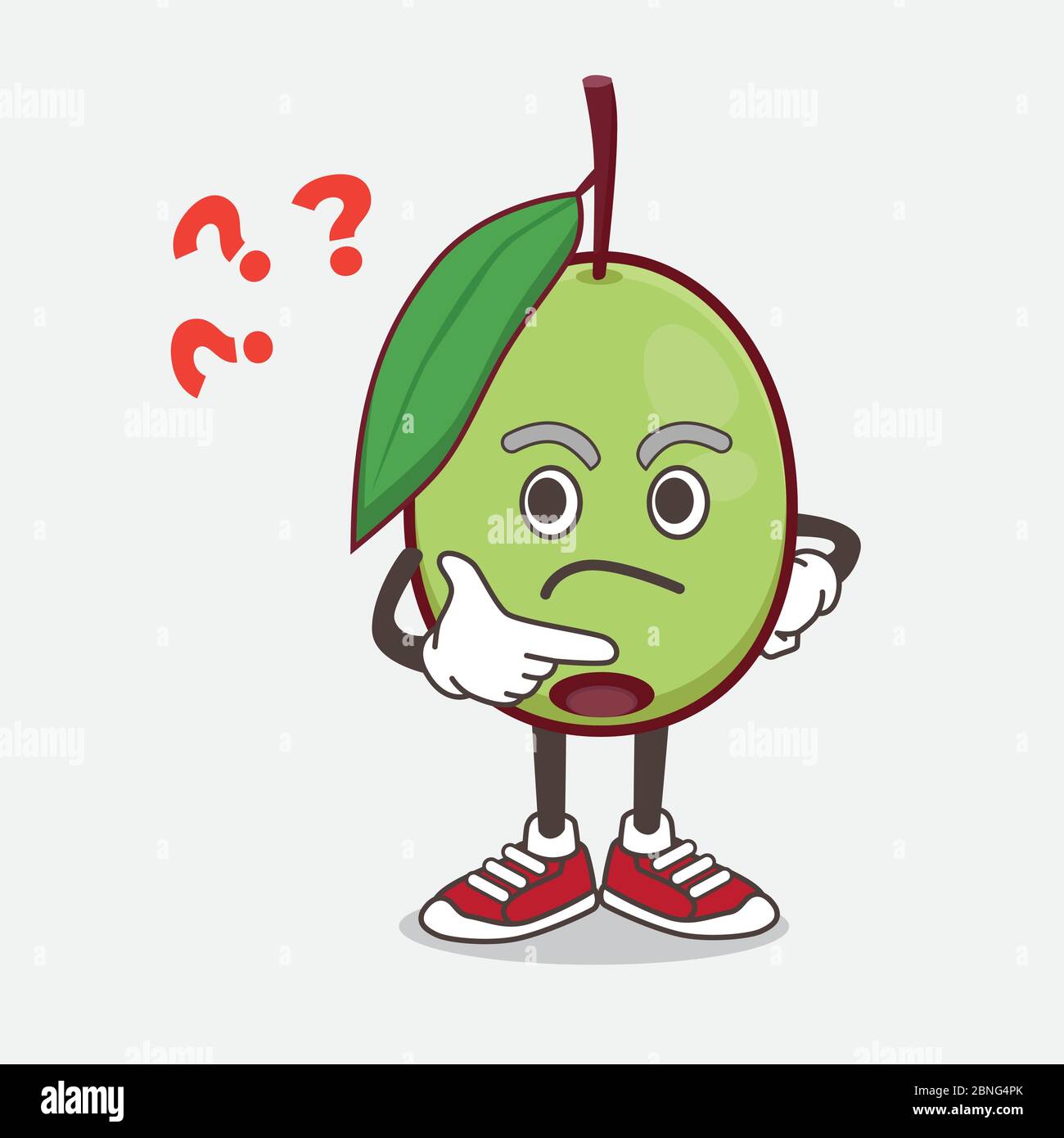 an-illustration-of-olive-fruit-cartoon-mascot-character-in-a-confused-gesture-2BNG4PK.jpg