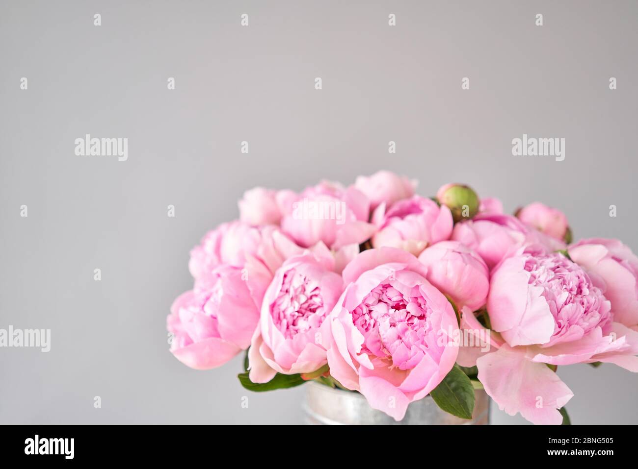Elegant bouquet of a lot of peonies of pink color close up. Beautiful ...