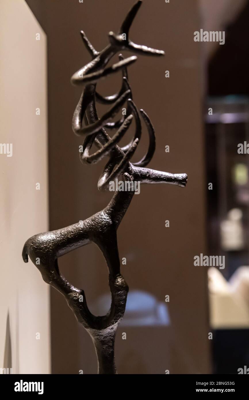 Closeup shot of a Hittite deer figure from Bronze age Stock Photo