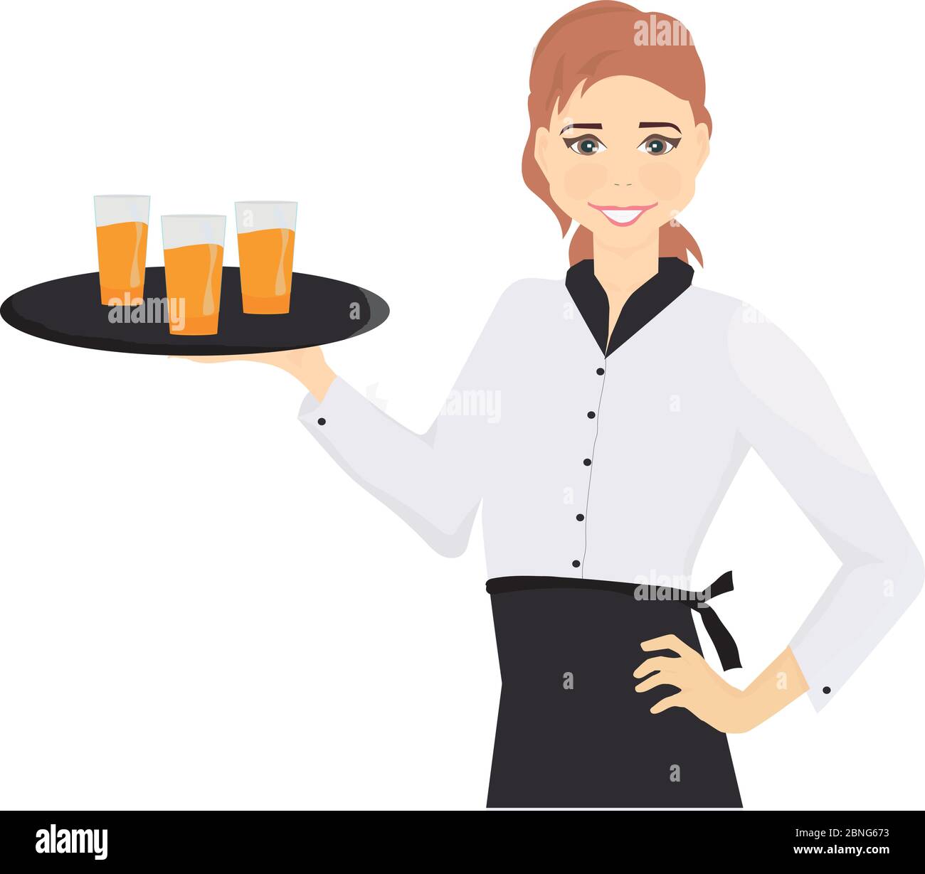 a waitress with a tray in her hands Stock Vector