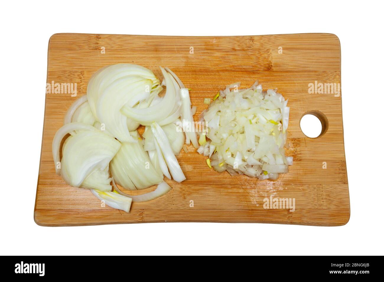 Onion  slices on white backgrounds Stock Photo