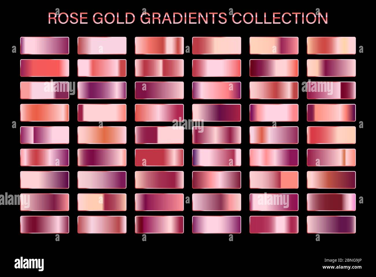 Rose Gold Glossy Gradient Metal Foil Texture Color Swatch Set