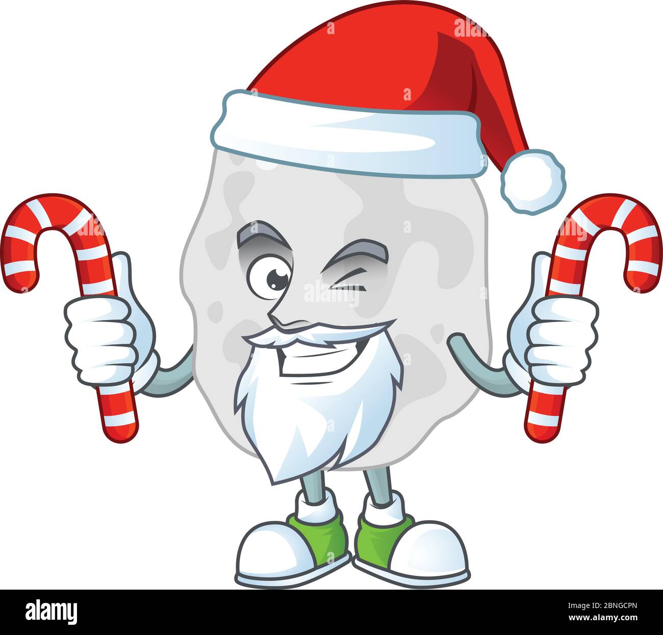 Cartoon character of planctomycetes as a Santa having candies Stock Vector