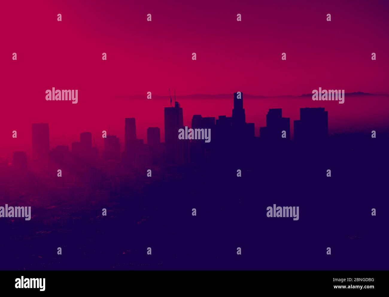 Illustration of the buildings of a city in pink and blue Stock Photo ...