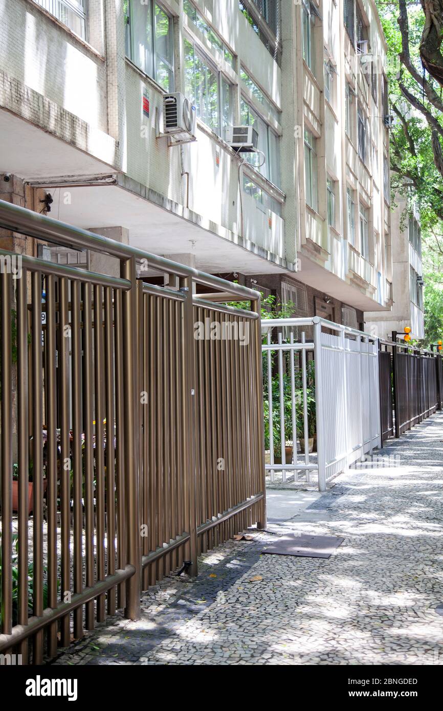 Security Fences and Gates Outside Apartments in Ipanema, Rio De Janeiro, Brazil Stock Photo
