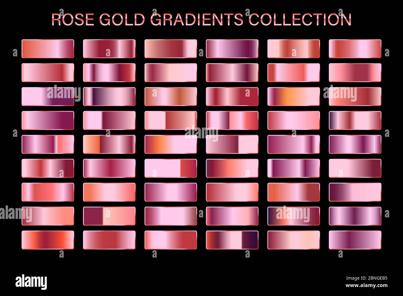 Rose Gold Glossy Gradient Metal Foil Texture Color Swatch Set Collection Of High Quality Vector Gradients Shiny Metallic Background Stock Vector Image Art Alamy