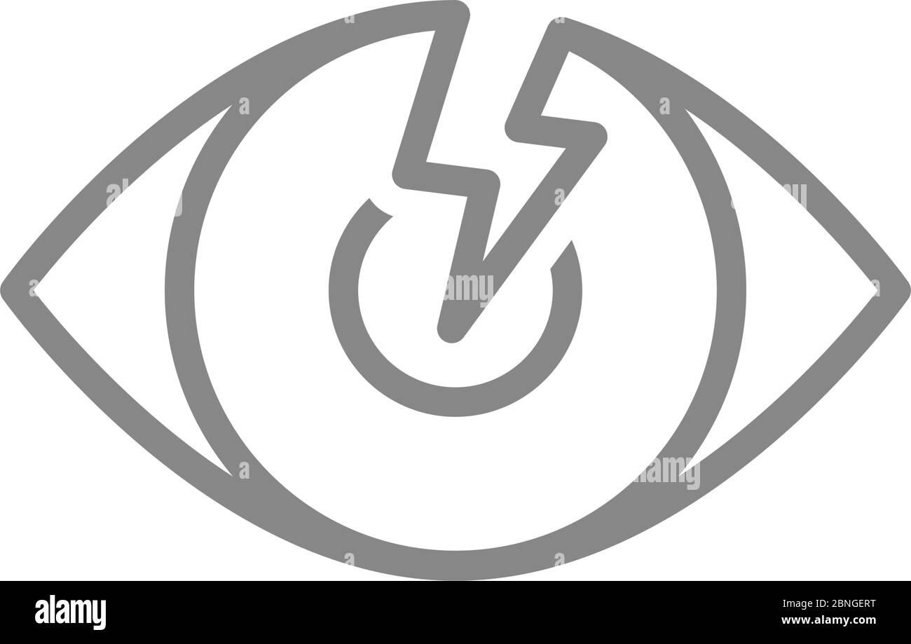 Human eye with acute pain line icon. Visual organ disease symptom, blindness symbol Stock Vector