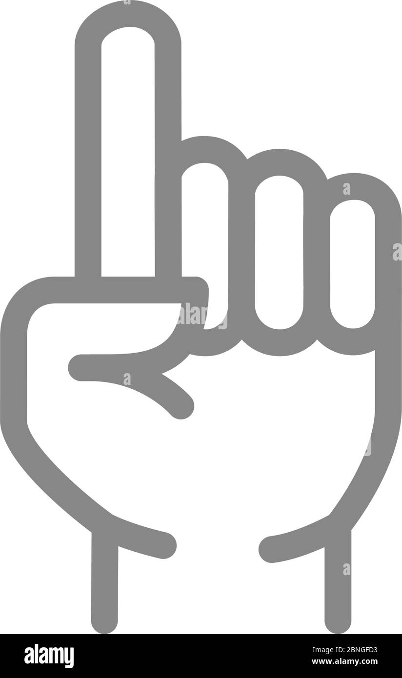 Index finger gesture line icon. Attention symbol Stock Vector