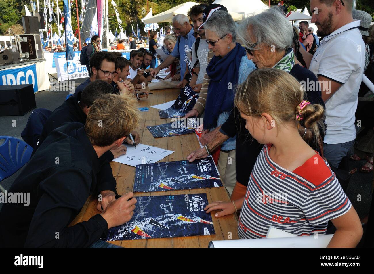 Signing session at the Solitaire du Figaro Stock Photo
