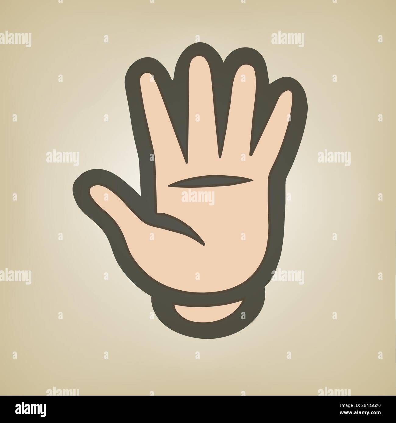 one open hand in cartoon style Stock Photo