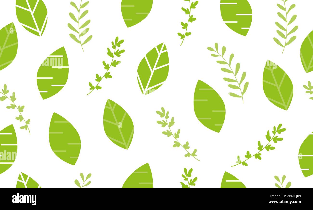 Seamless pattern from green leaves and plants. Ecological concept and ...