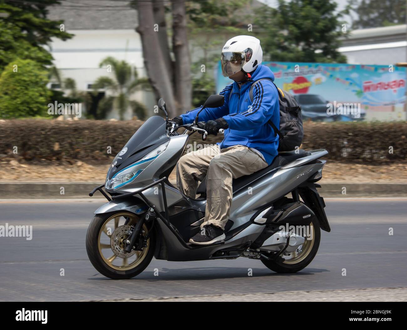 Chiangmai Thailand April 14 Man And Private Honda Motorcycle Pcx 150 On Road No 1001 8 Km From Chiangmai Business Area Stock Photo Alamy