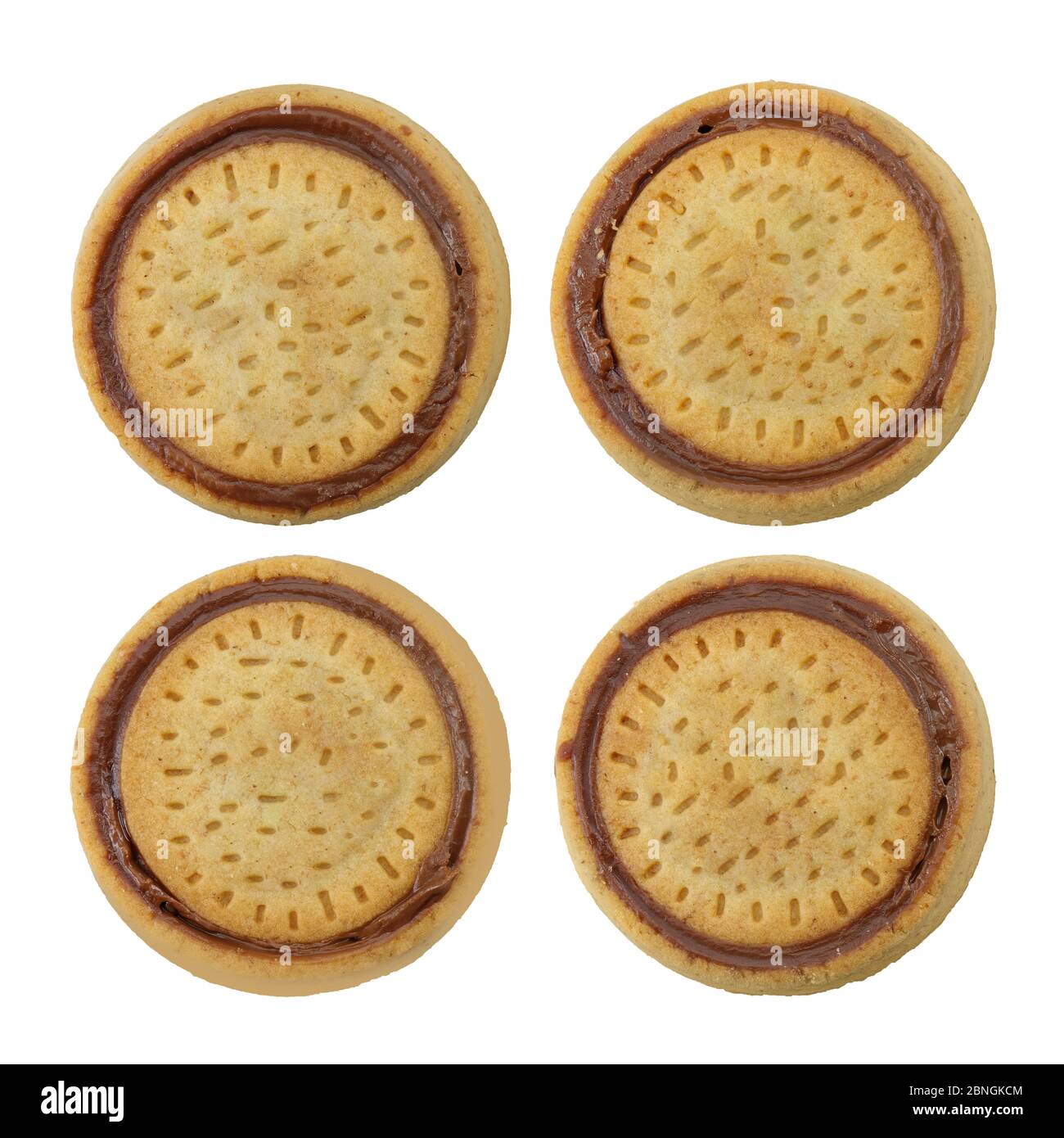 Top view four Chocolate round biscuits or cookies isolated on white Stock  Photo - Alamy