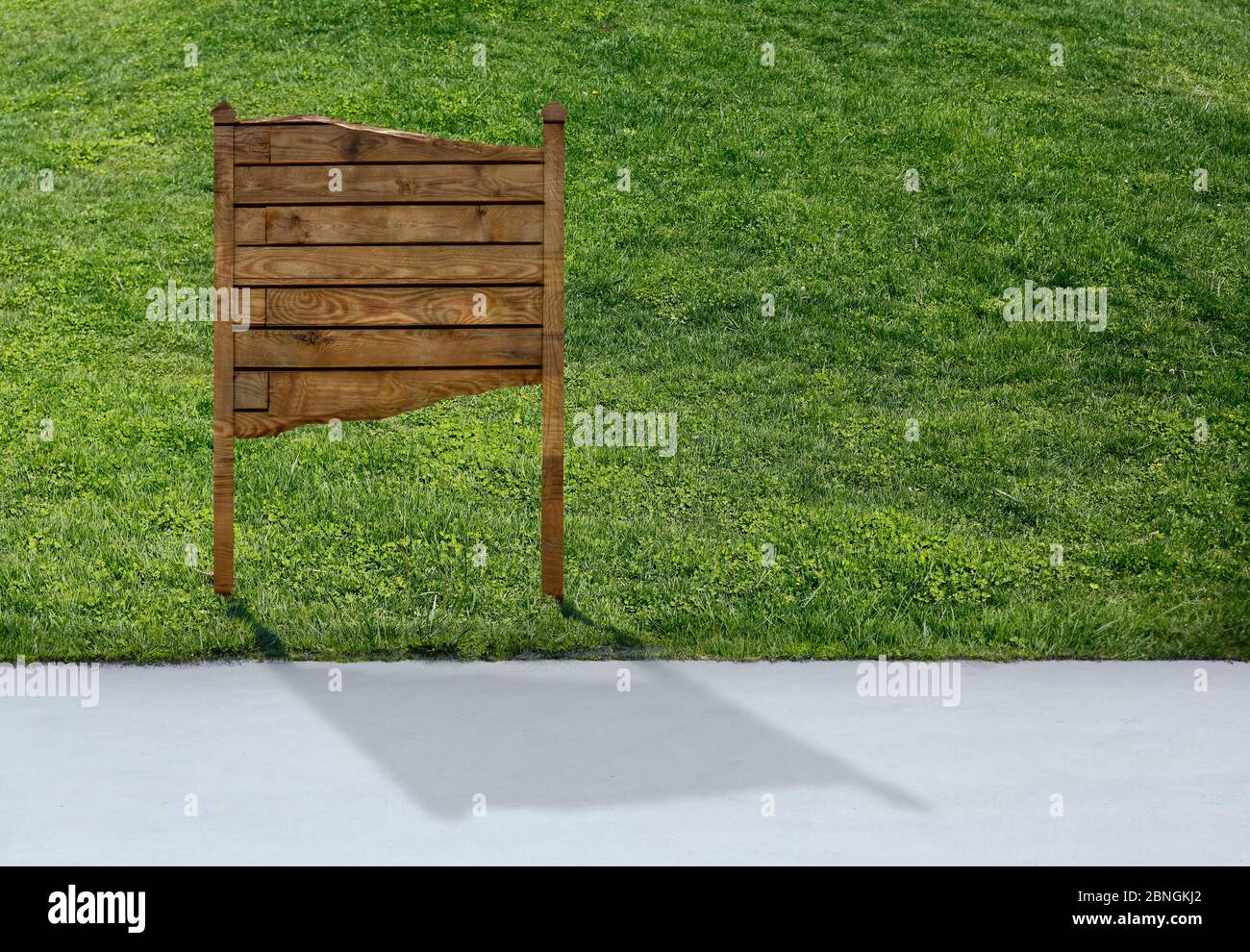 Big blank wooden billboard on green backround Stock Photo - Alamy