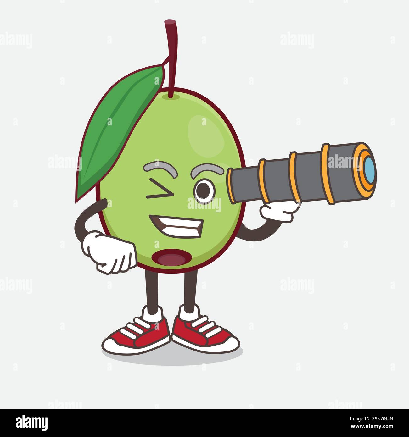 An illustration of Olive Fruit cartoon mascot character using a