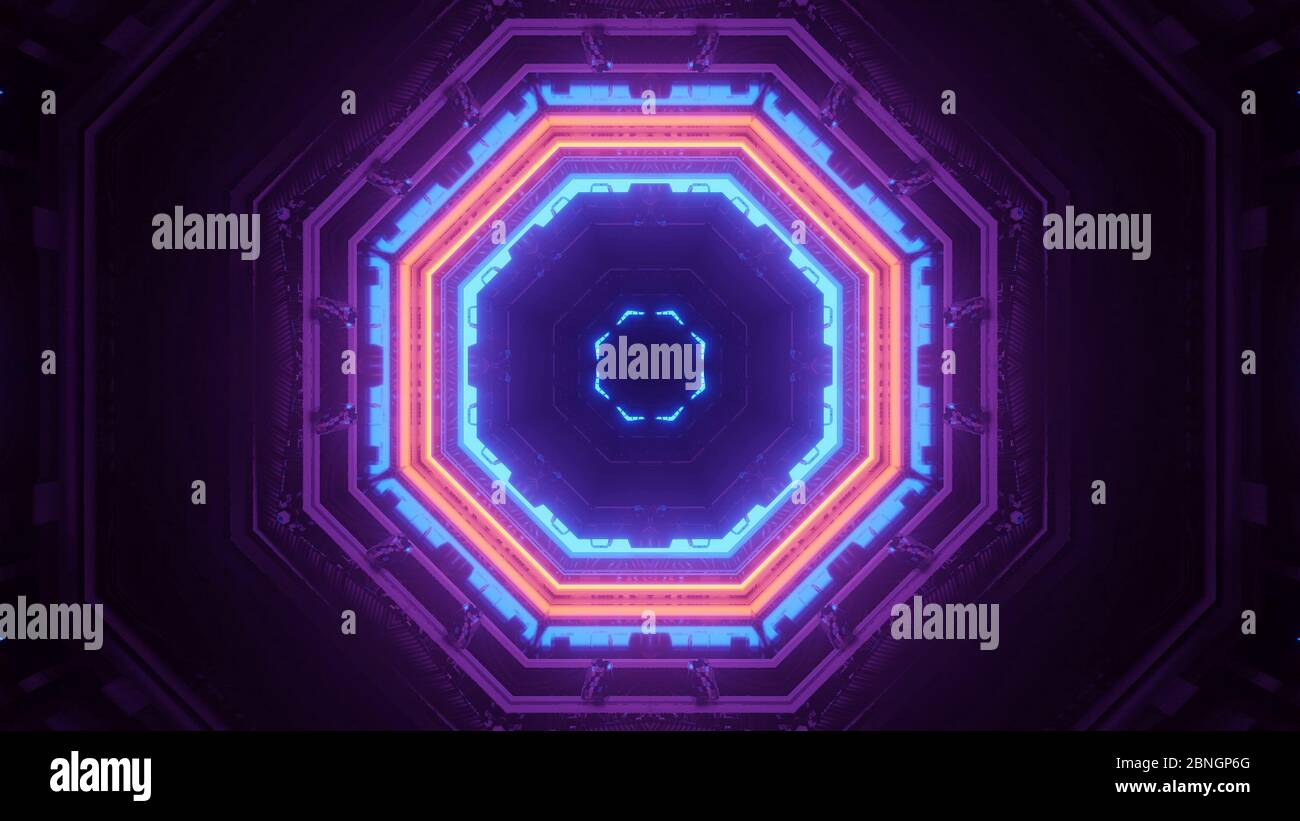 3D futuristic background with glowing abstract colorful neon lights ...