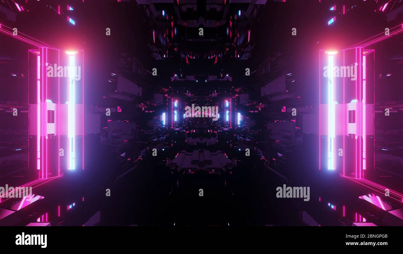 3D futuristic background with glowing abstract colorful neon lights ...