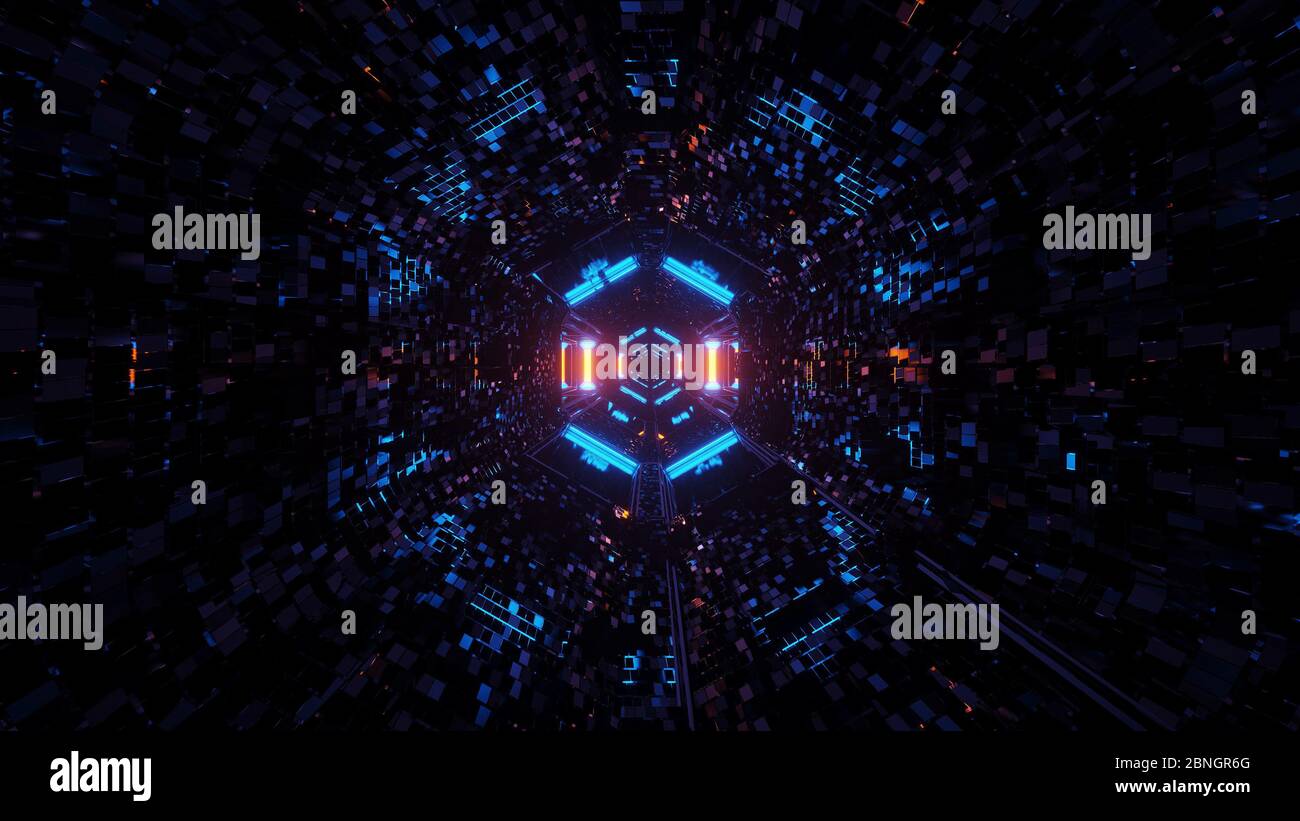 3D futuristic background with glowing abstract colorful neon lights ...