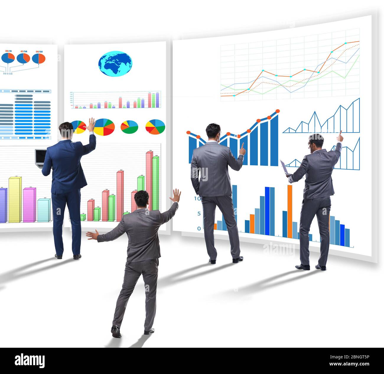 The businessman in business visualization and infographics concept ...