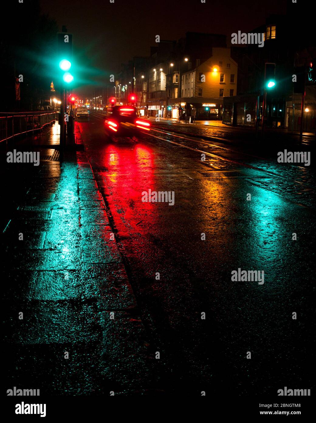 Edinburgh Night traffic, cityscape, Scotland Stock Photo