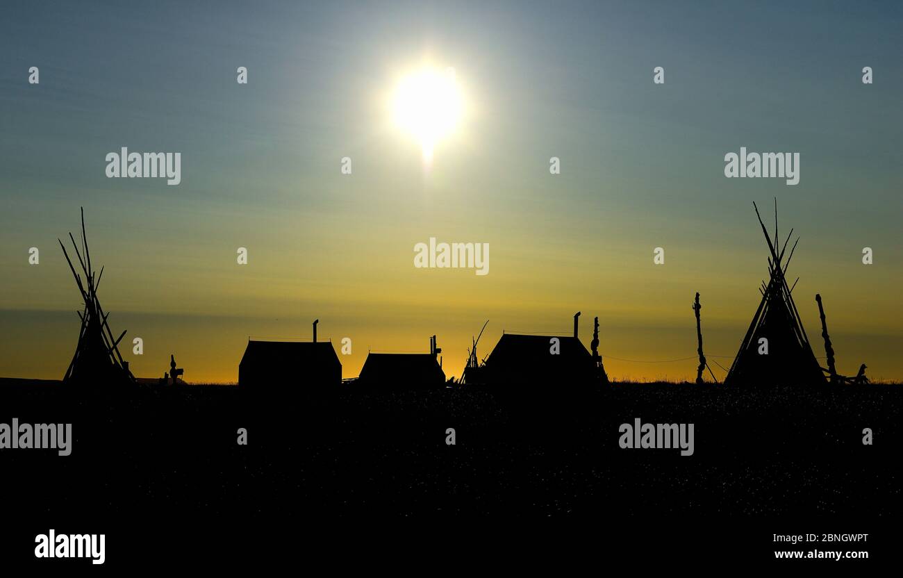 Inuit houses and tents, Bering Sea Coast, Sewards Peninsula, Nome