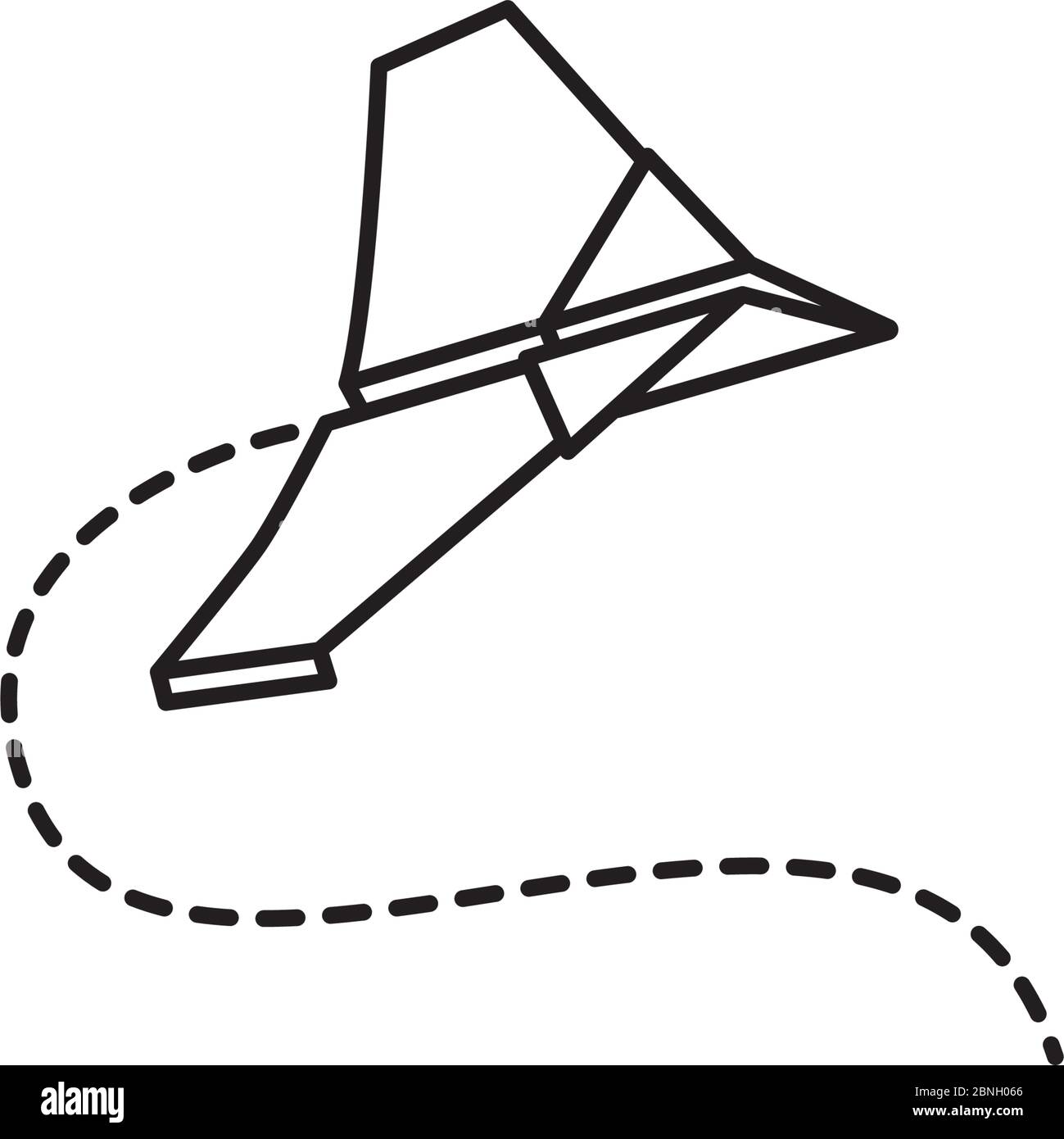 Paper airplane vector line icon. Cheap and simple toy outline symbol Stock Vector