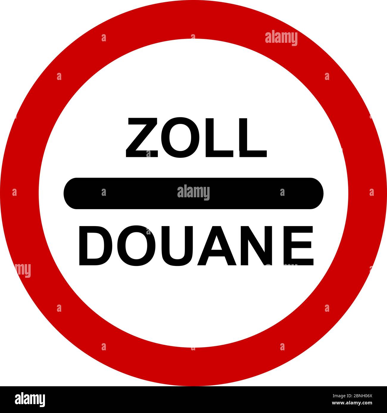 Zoll Douane road sign, EU customs sign Stock Photo