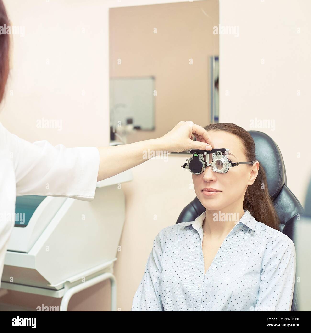 Eye ophthalmologist exam. Eyesight recovery. Astigmatism check concept ...